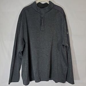 Greg Norman Sweater Gray Marled 1/4 Button Top XXL